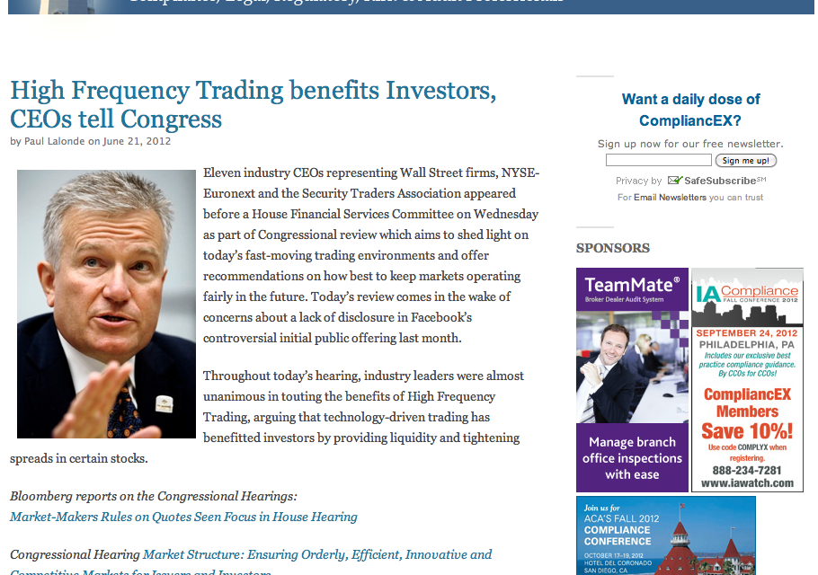 Newsy Communications Wall Street Newsletter High Frequency Trading